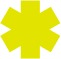 A bright green shape that looks like an asterisk, with each point rectangular.
