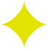 A bright green shape that looks like a diamond with four thin points.