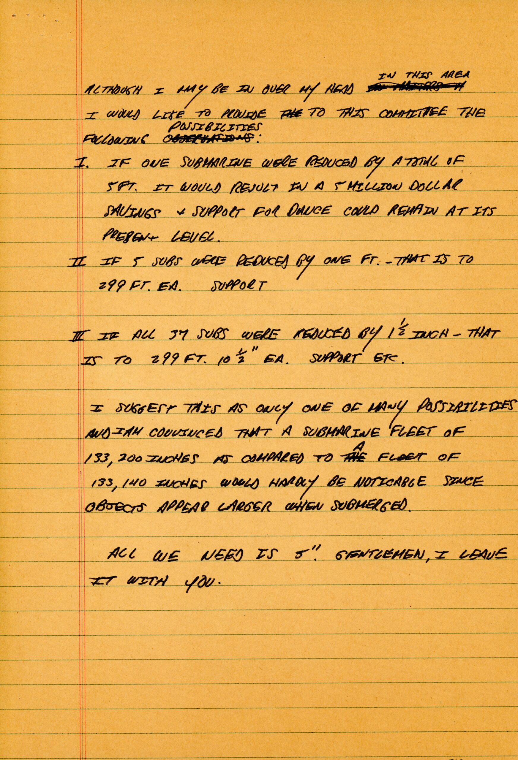 A handwritten draft of Eliot Feld&#039;s &quot;Submarine Speech&quot; from 1981.